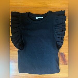 Zara Black Ruffle Top